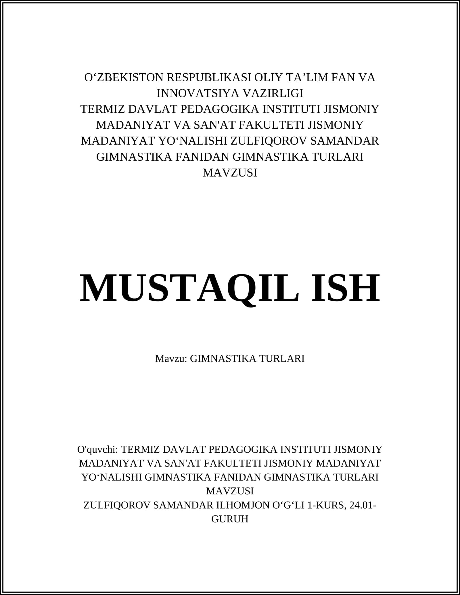 GIMNASTIKA TURLARI