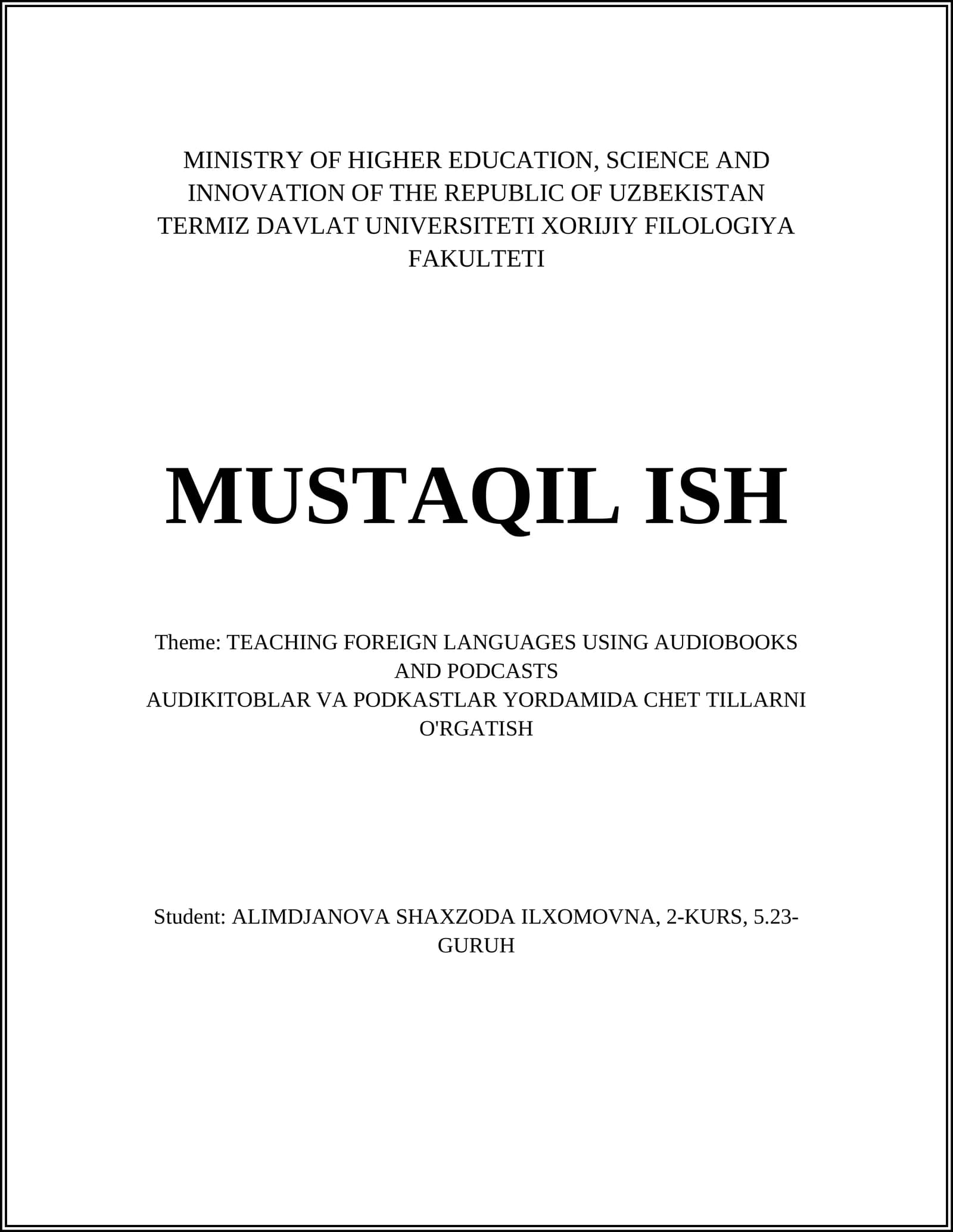 TEACHING FOREIGN LANGUAGES USING AUDIOBOOKS AND PODCASTS