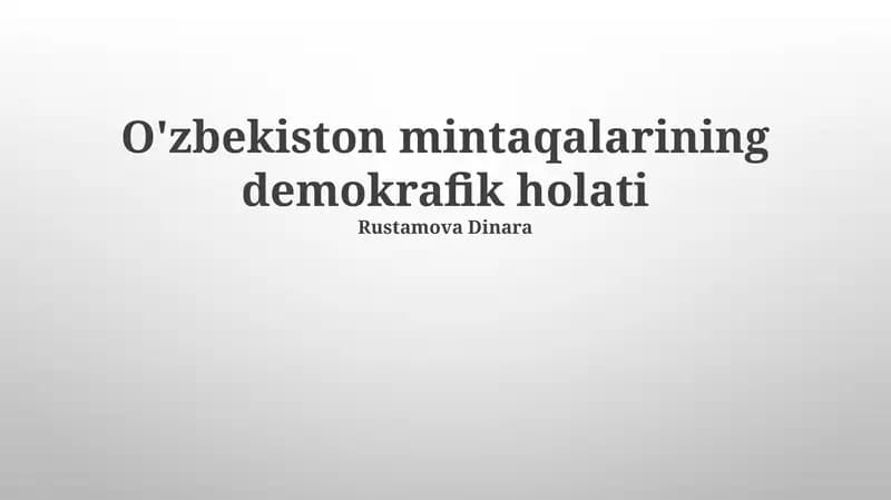 O'zbekiston mintaqalarining demokrafik holati