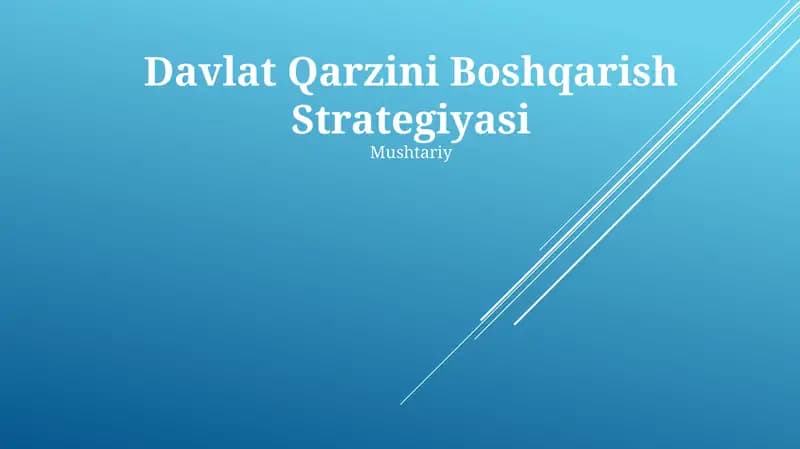 Davlat Qarzini Boshqarish Strategiyasi