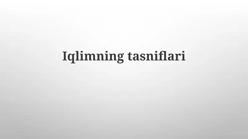 Iqlimning tasniflari