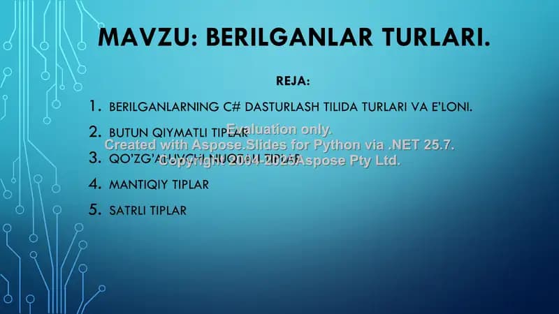 Berilganlar turlari