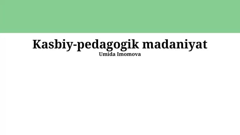Kasbiy-pedagogik madaniyat
