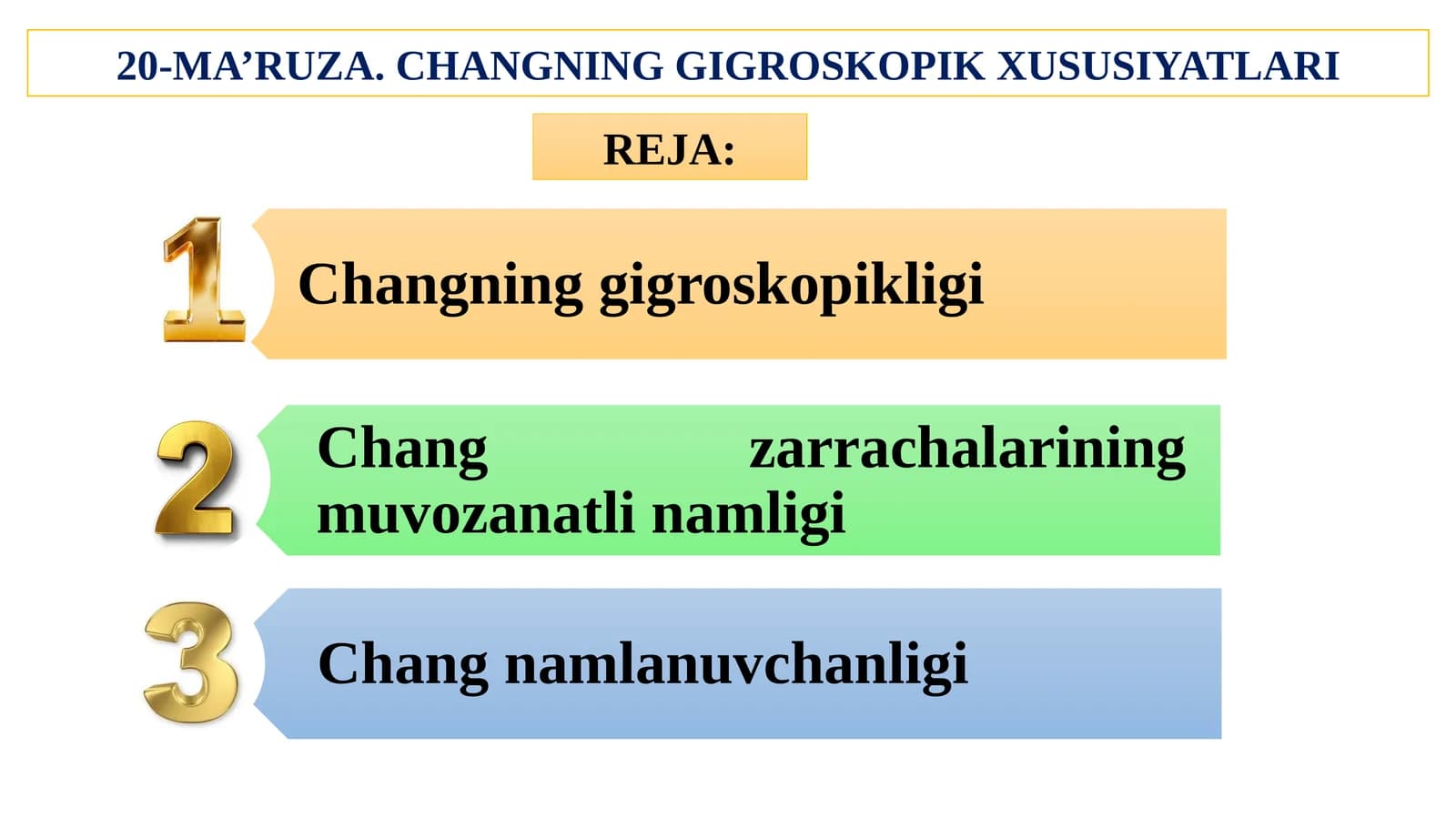 CHANGNING GIGROSKOPIK XUSUSIYATLARI