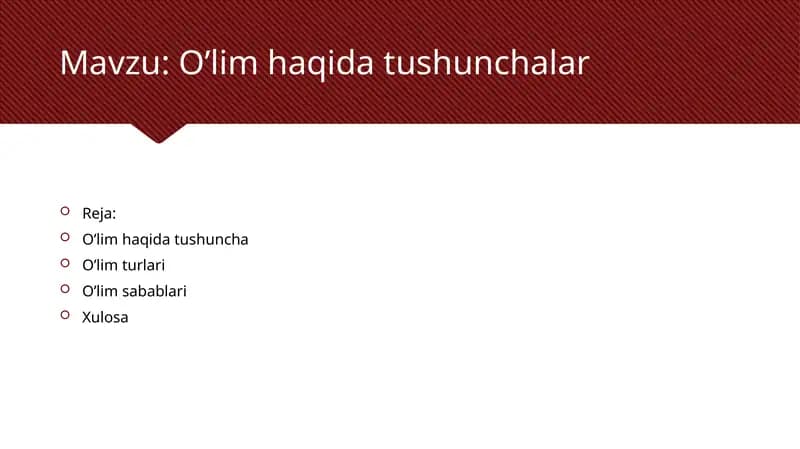 O'lim haqida tushunchalar