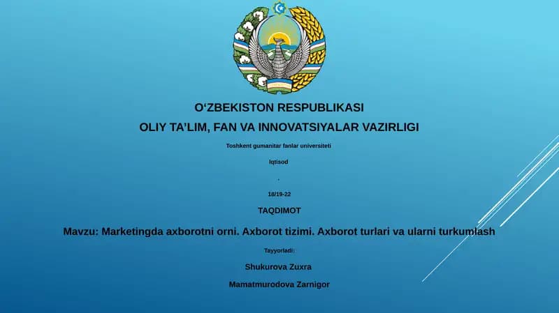 Marketingda axborotni orni