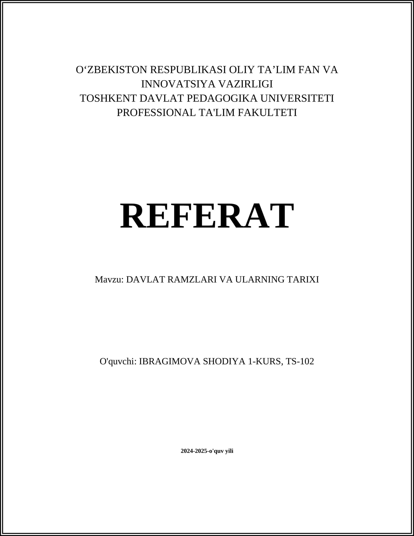 DAVLAT RAMZLARI VA ULARNING TARIXI