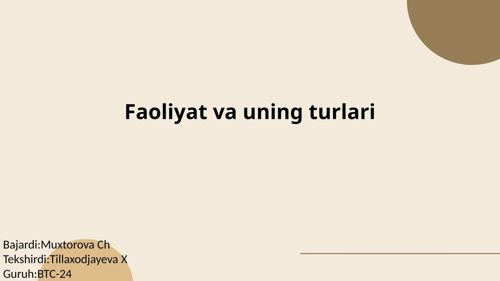 Psixologik Faoliyat va uning turlari