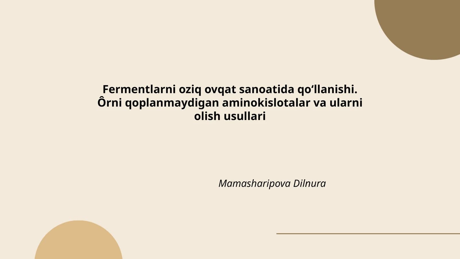 Fermentlarni oziq ovqat sanoatida qoʻllanishi