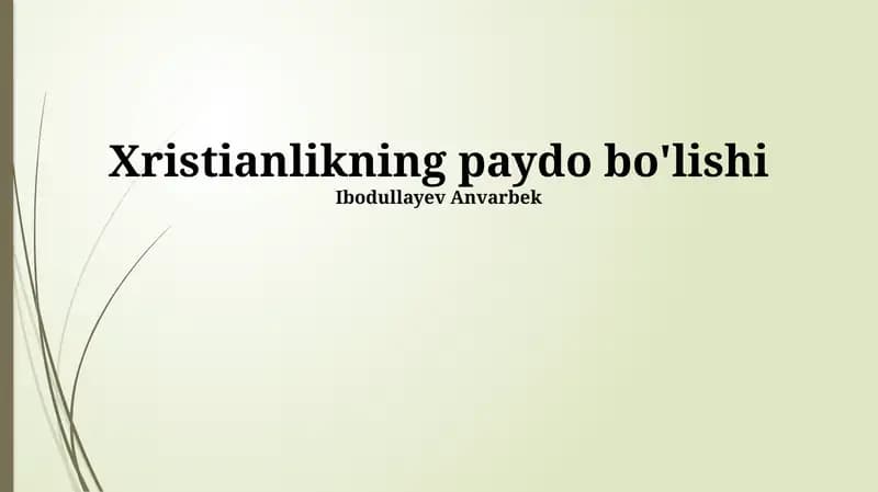 Xristianlikning paydo bo'lishi