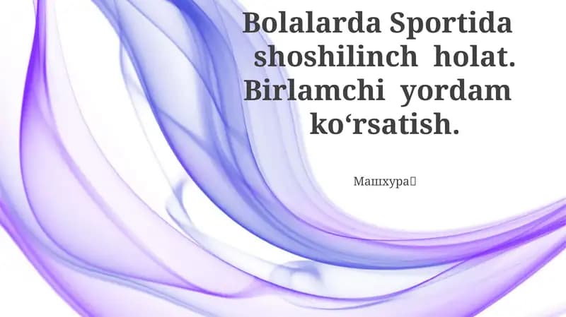 Bolalar Sportida Profilaktika Choralari