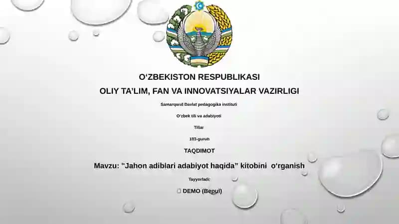 "Jahon adiblari adabiyot haqida” kitobini oʻrganish