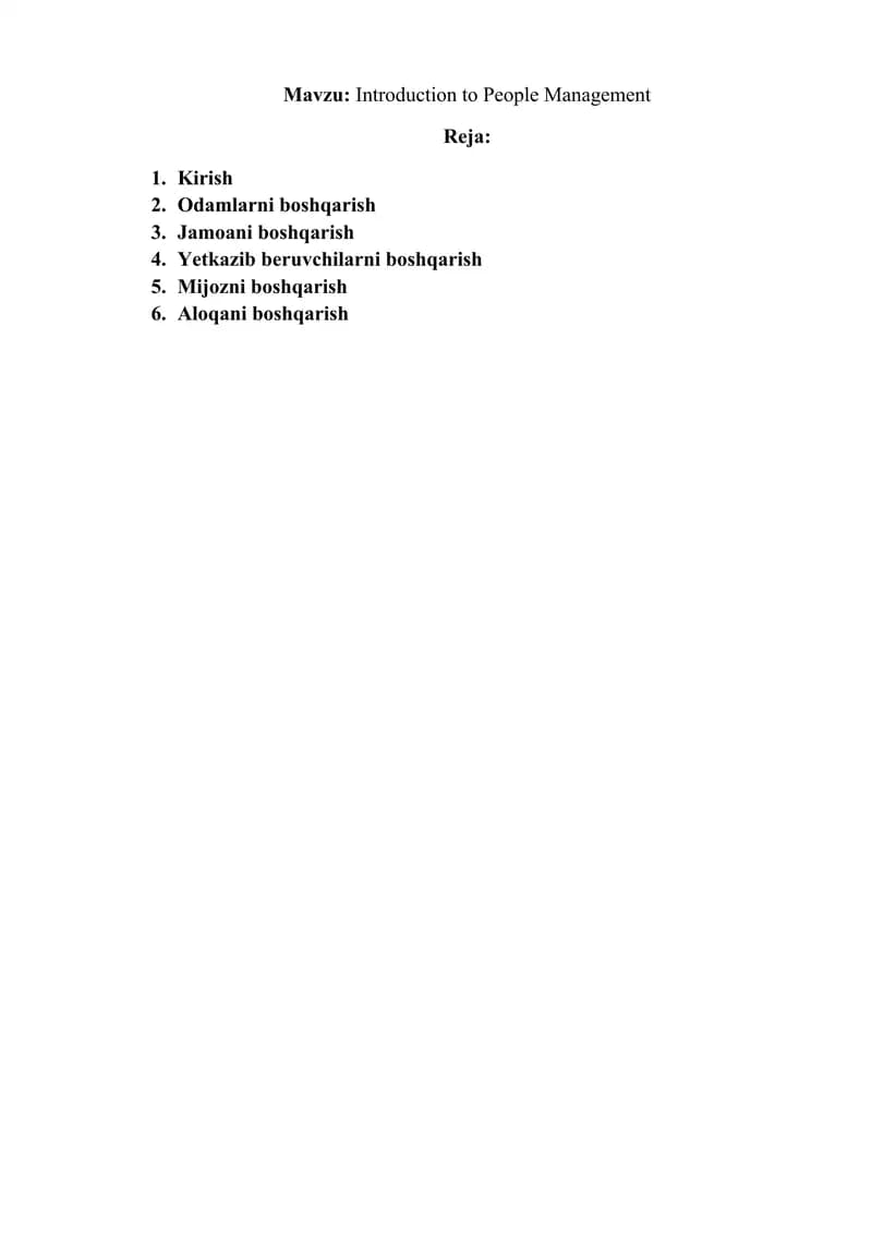 Introduction to People Management