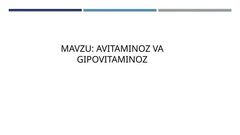 avitaminoz va gipovitaminoz