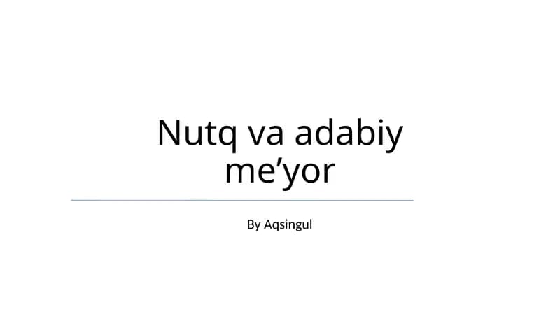 Nutq va adabiy meʼyor
