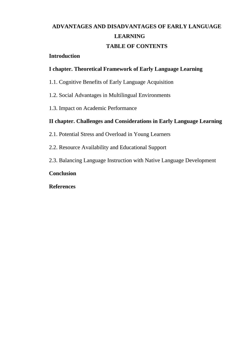 ADVANTAGES AND DISADVANTAGES OF EARLY LANGUAGE LEARNING