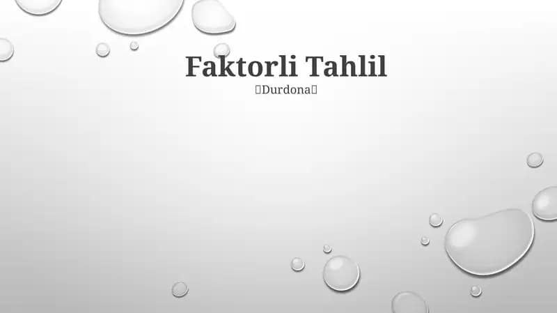 Faktorli Tahlil