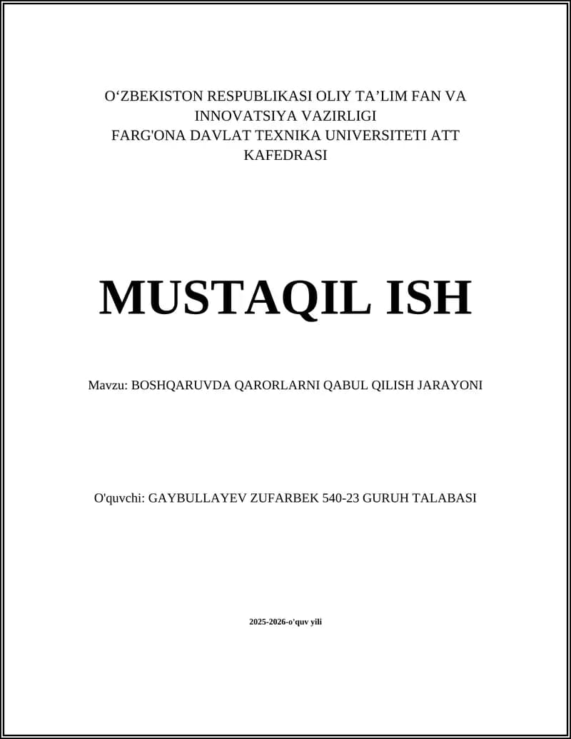 Qaror qabul qilish jarayoni
