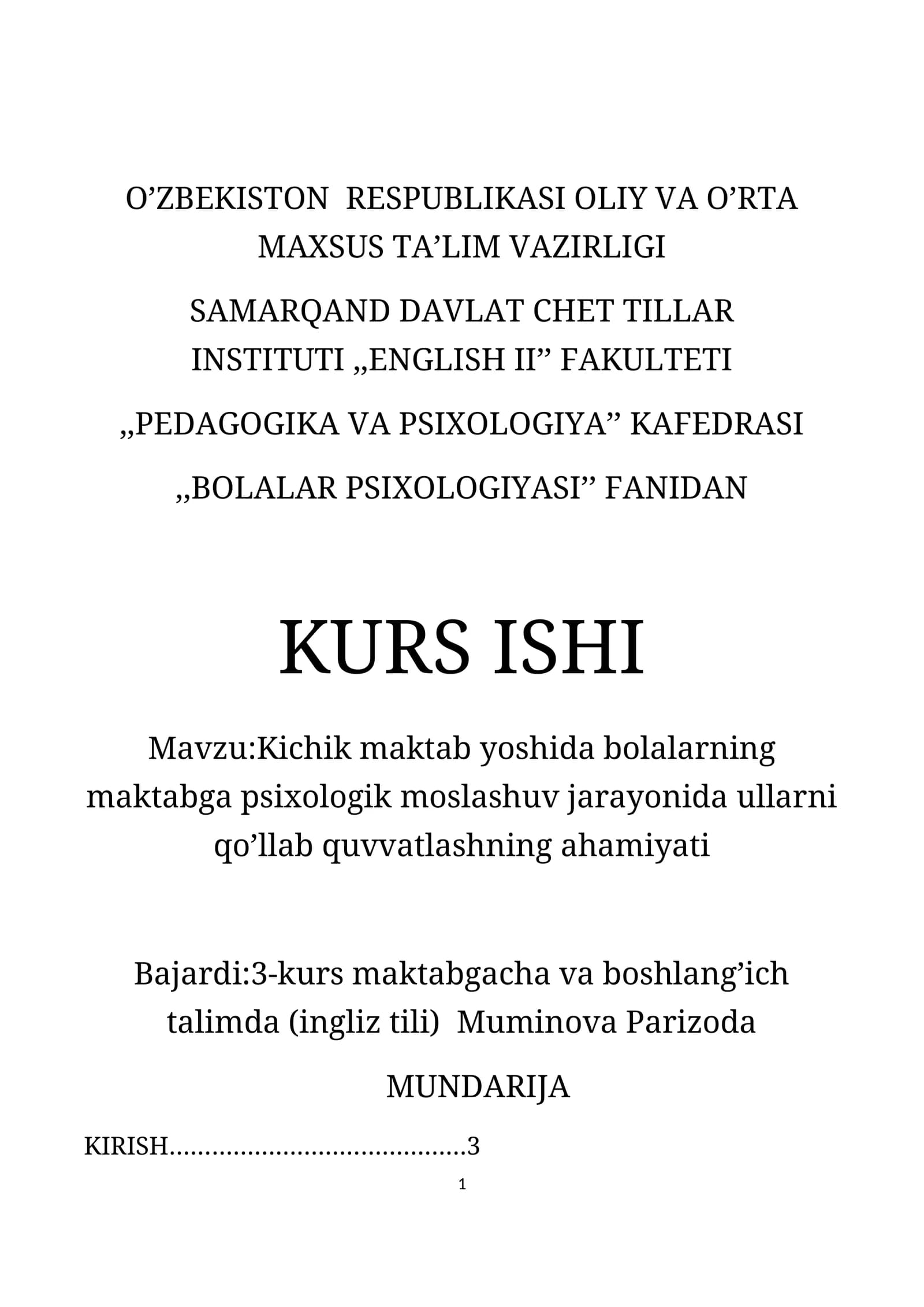 Bolalar psixologiyasi