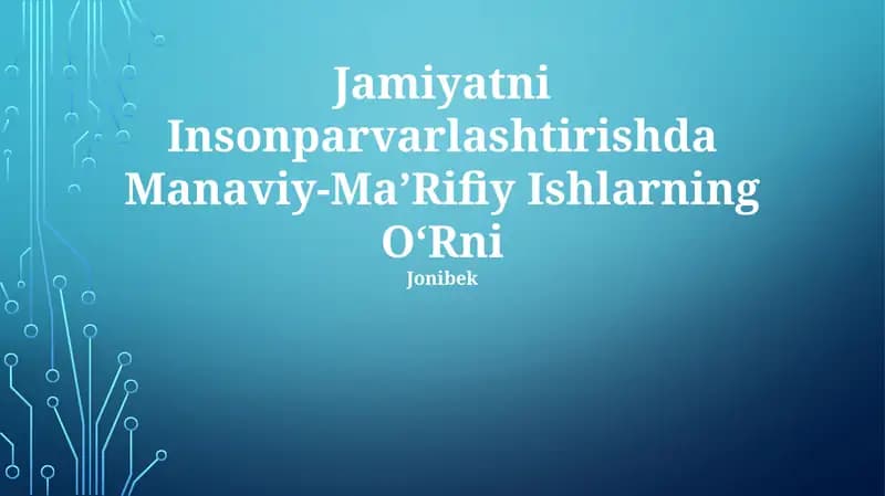 Ma'naviy-Ma’rifiy Ishlar