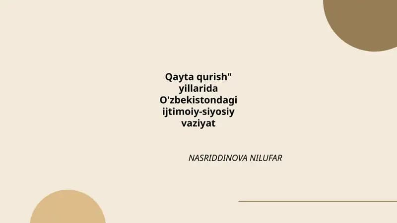 Qayta qurish va Oʻzbek SSR siyosiy strukturasi oʻzgarishlari