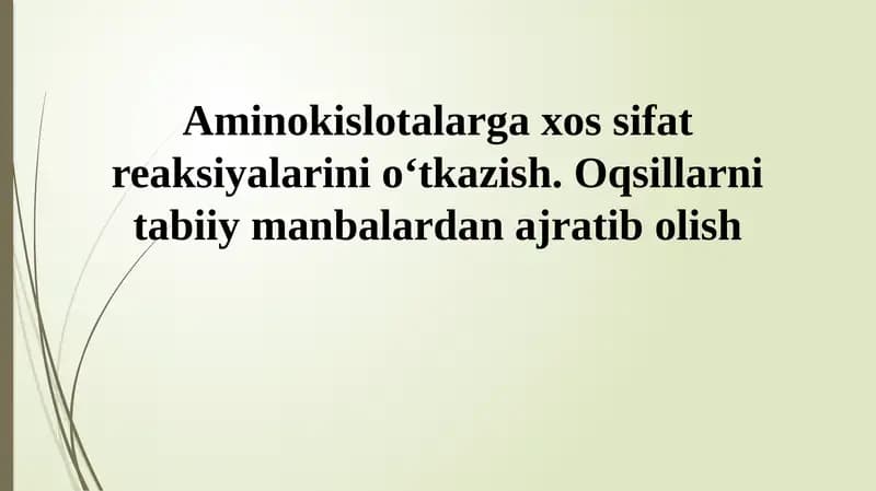 Aminokislotalar va Oqsillarning Ahamiyati