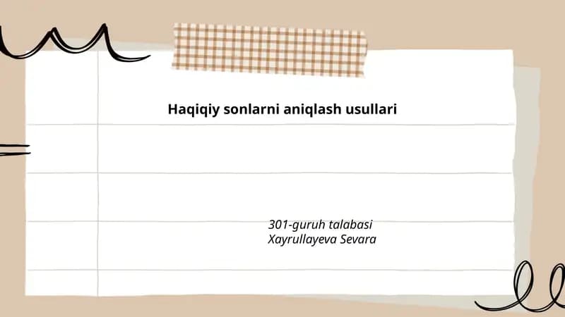 Haqiqiy sonlarni aniqlash usullari