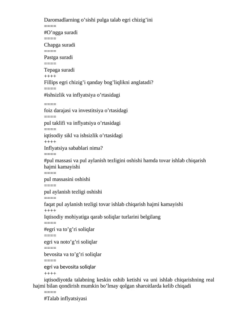 Daromadlarning o’sishi pulga talab egri chizig’ini