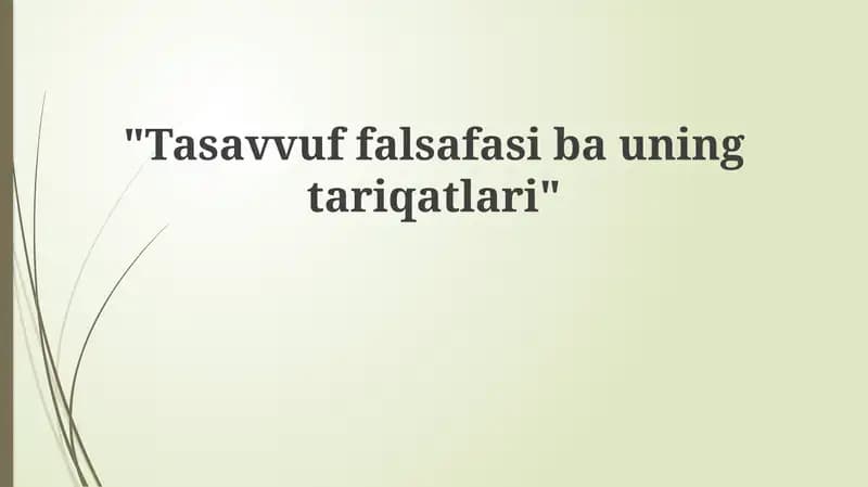 Tasavvuffalsafasibauningtariqatlari