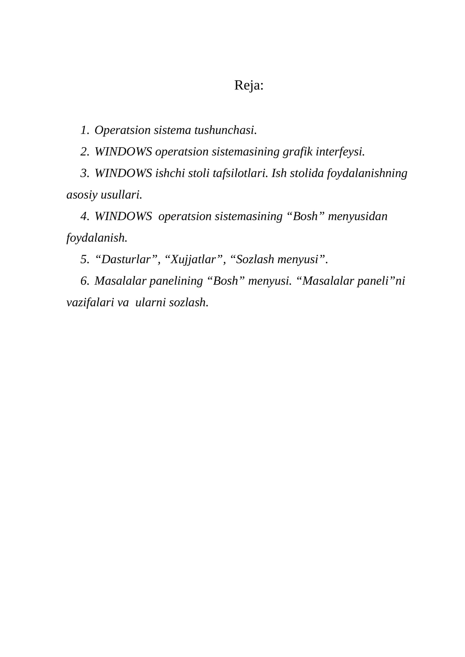Operatsion Sistema Tushunchasi