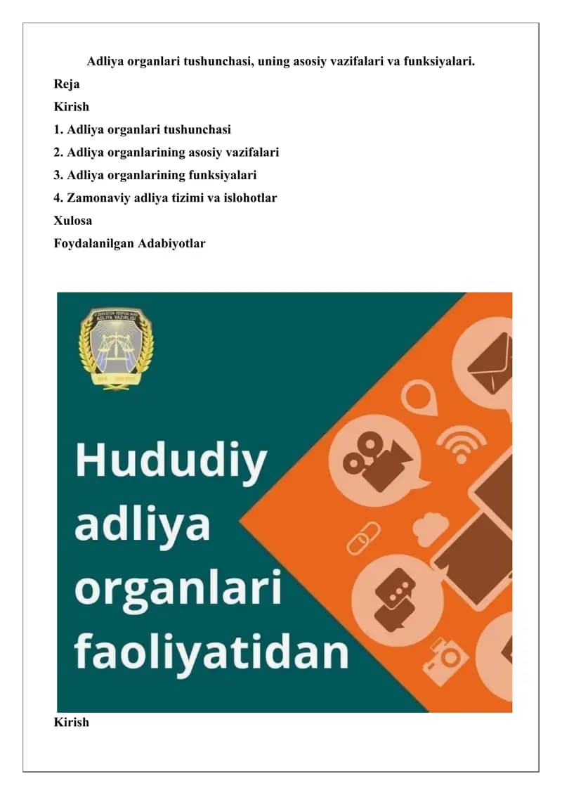 Adliya organlari tushunchasi