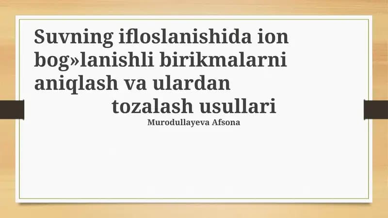 Ion bog'lanishli birikmalarni aniqlash va tozalash usullari