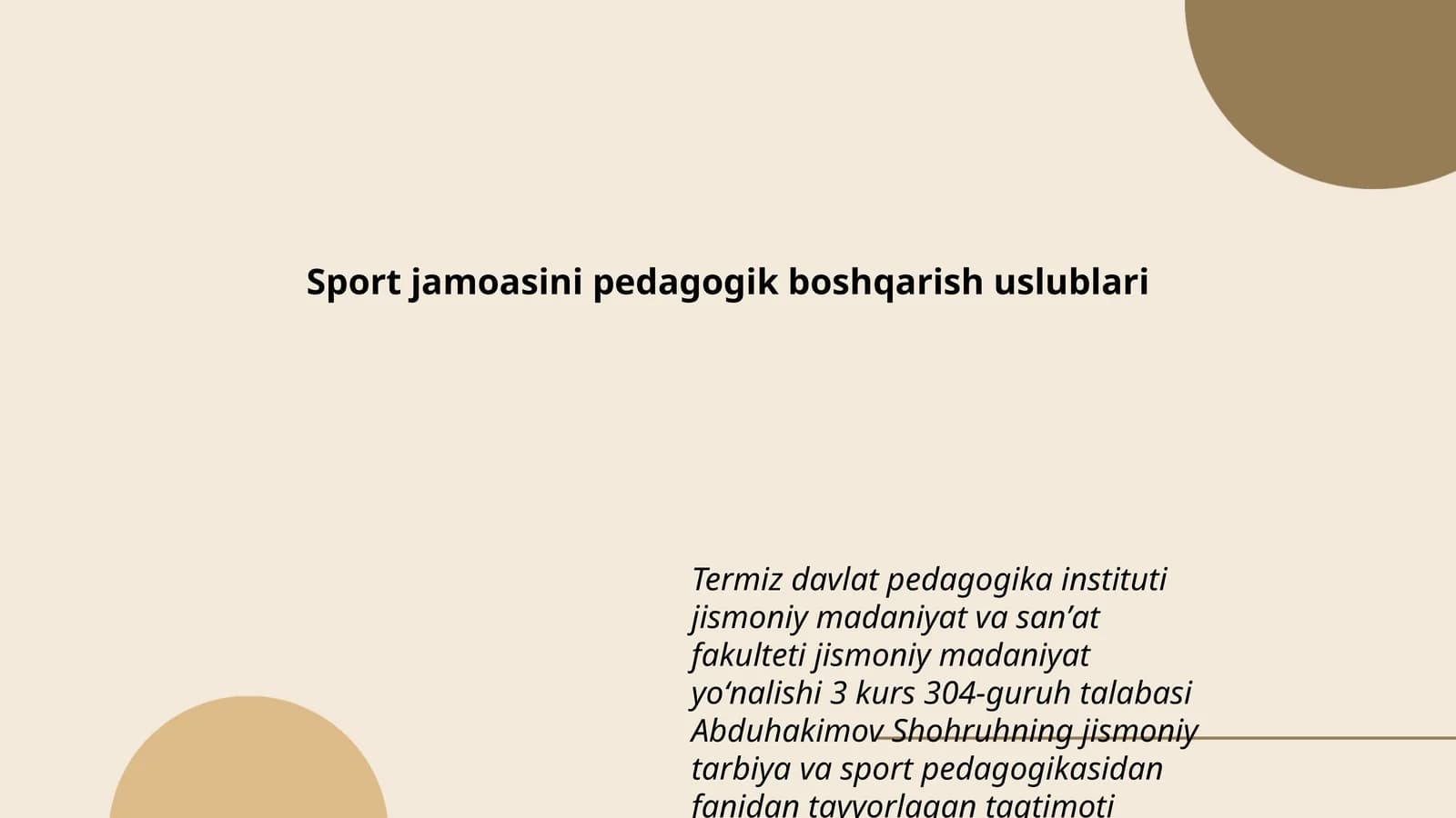 Sport jamoasini pedagogik boshqarish uslublari