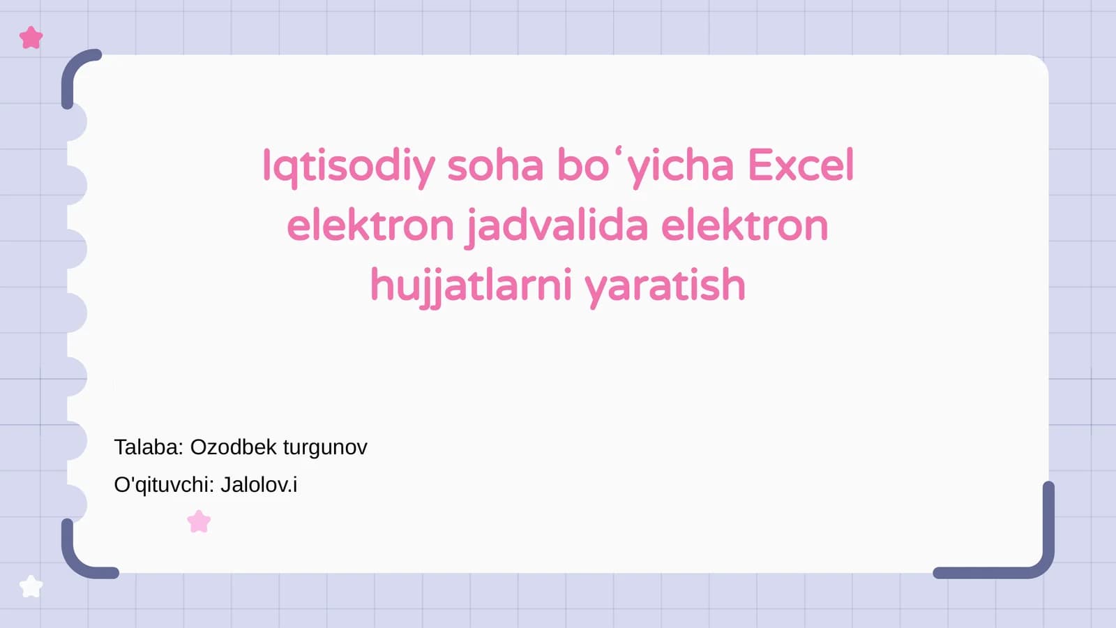 Iqtisodiy soha boʻyicha Excel asoslari