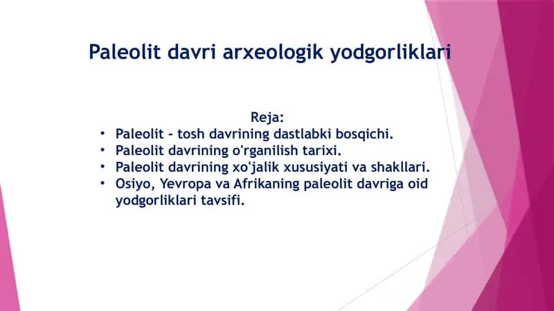 Paleolit davri arxeologik yodgorliklari