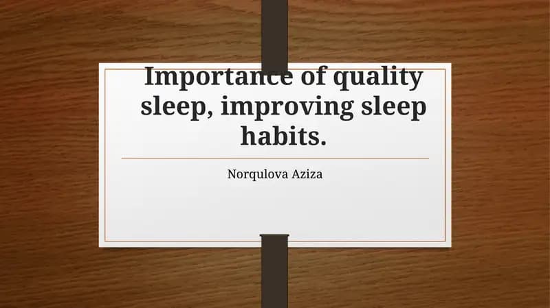 The Importance of Quality Sleep and Improving Sleep Habits
