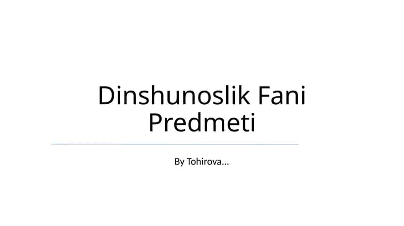 Dinshunoslik Fani Predmeti