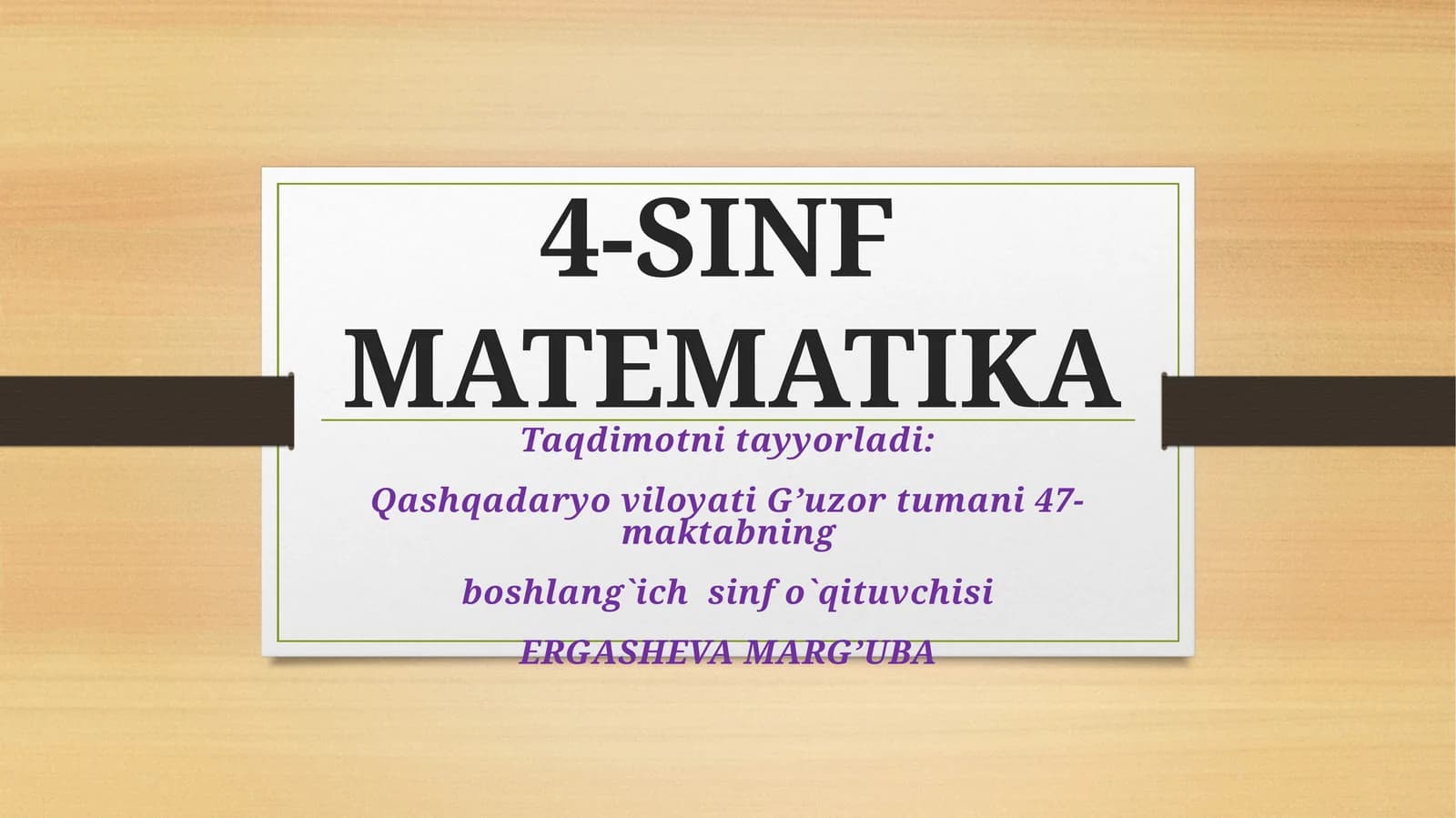 4-sinf Matematika Harakatga doir masalalar dars ishlanma