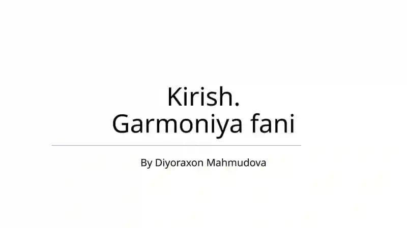 Garmoniya fani