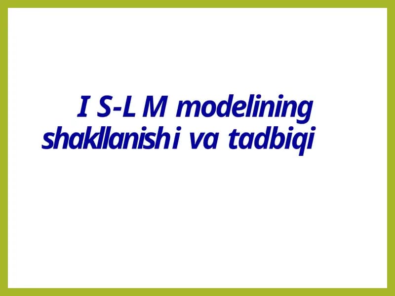 IS-LM modelining shakllanishi va tadbiqi