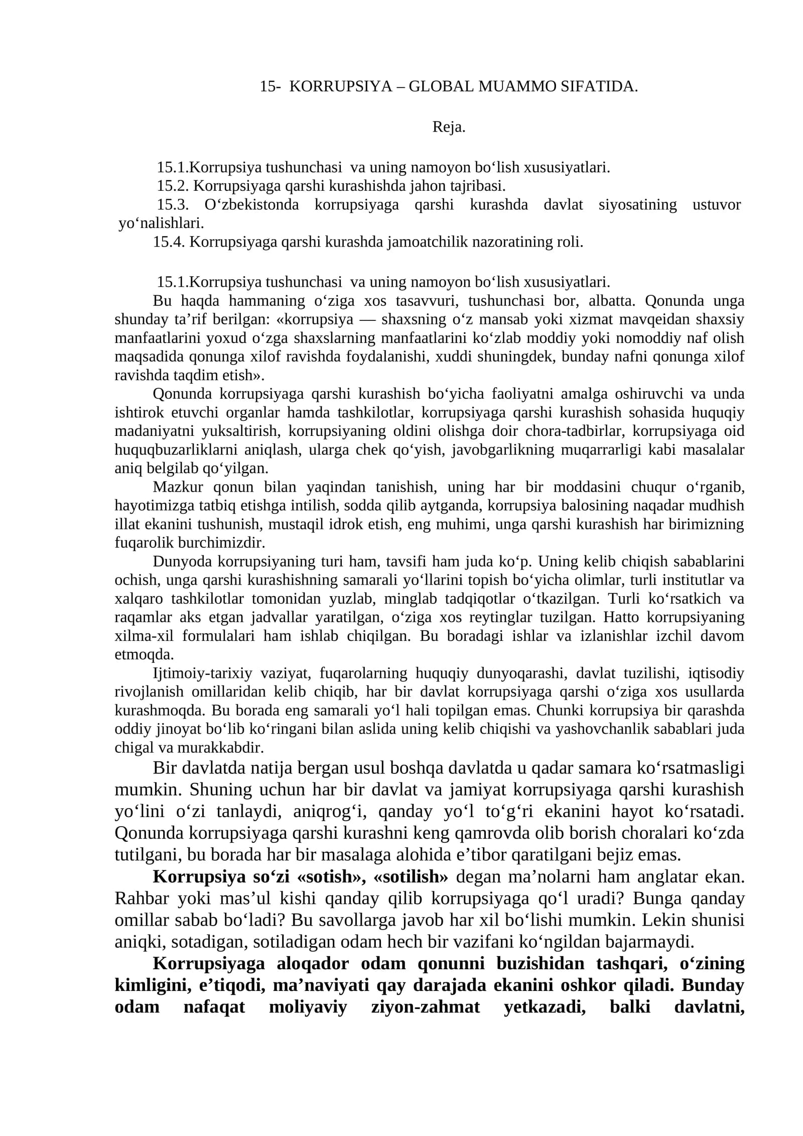 Korrupsiya - Global Muammo Sifatida