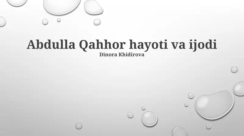 Abdulla Qahhor hayoti va ijodi