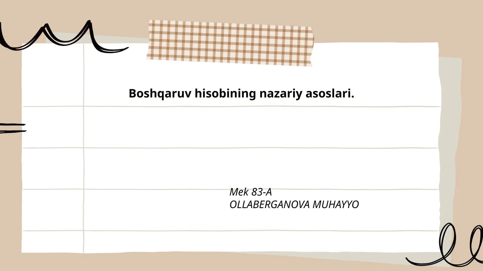 Boshqaruv hisobining nazariy asoslari