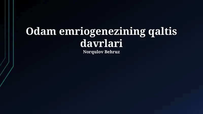 Odamlarning embriologik rivojlanishi
