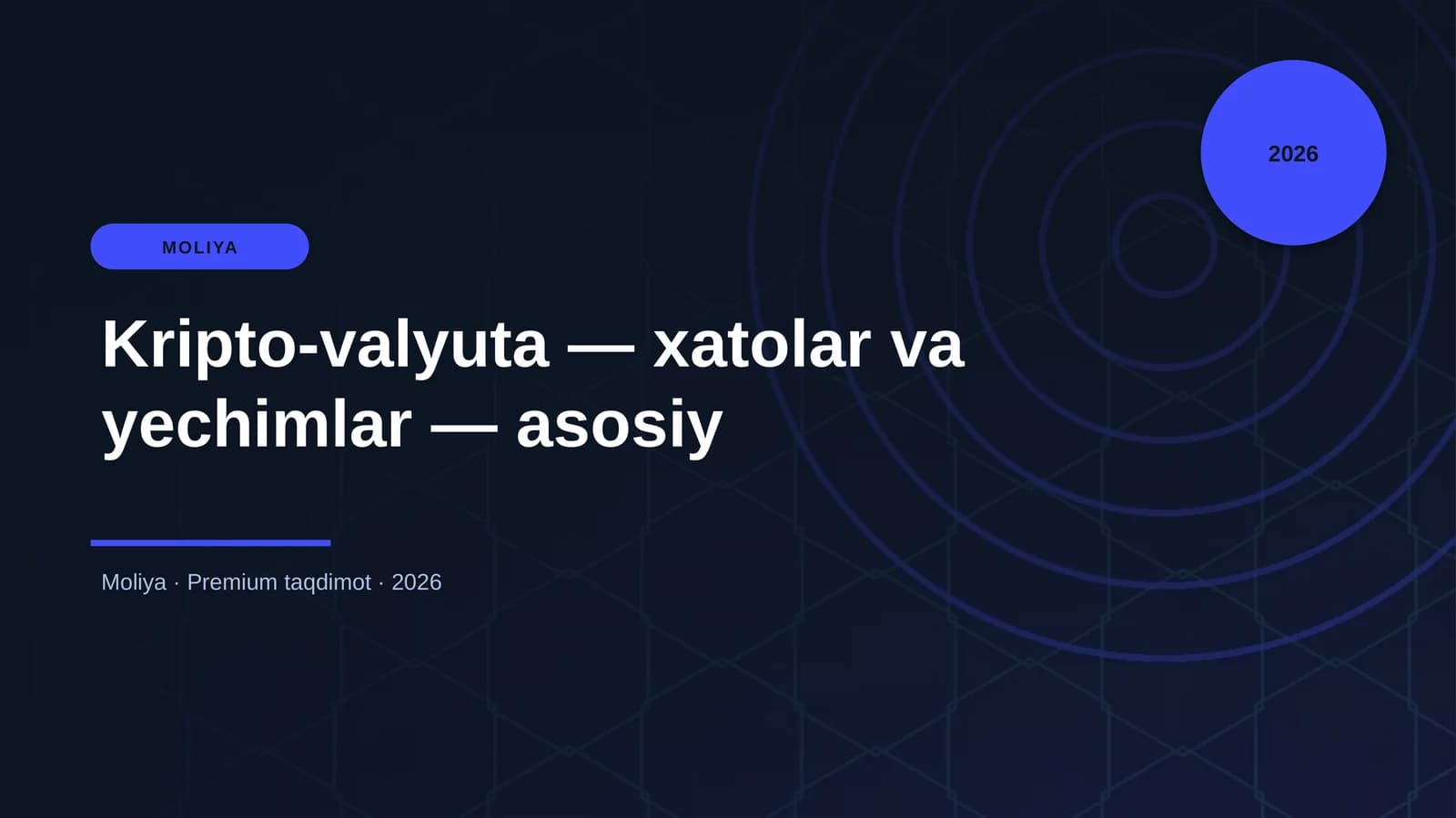 Kripto-valyuta — xatolar va yechimlar — asosiy