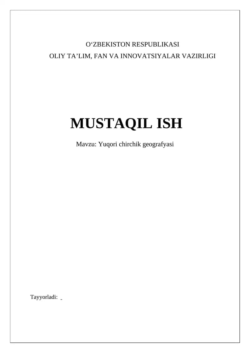 Yuqori chirchik geografyasi