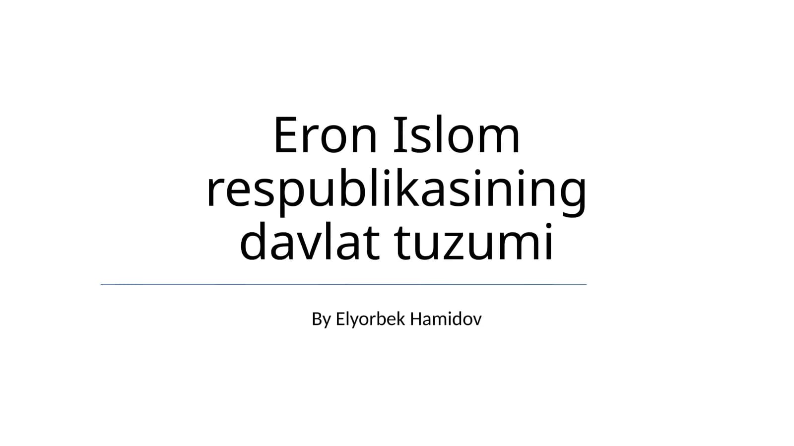 Eron Islom respublikasining davlat tuzumi
