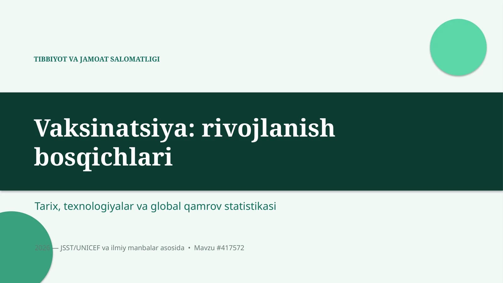 Tibbiyot va jamoat salomatligi