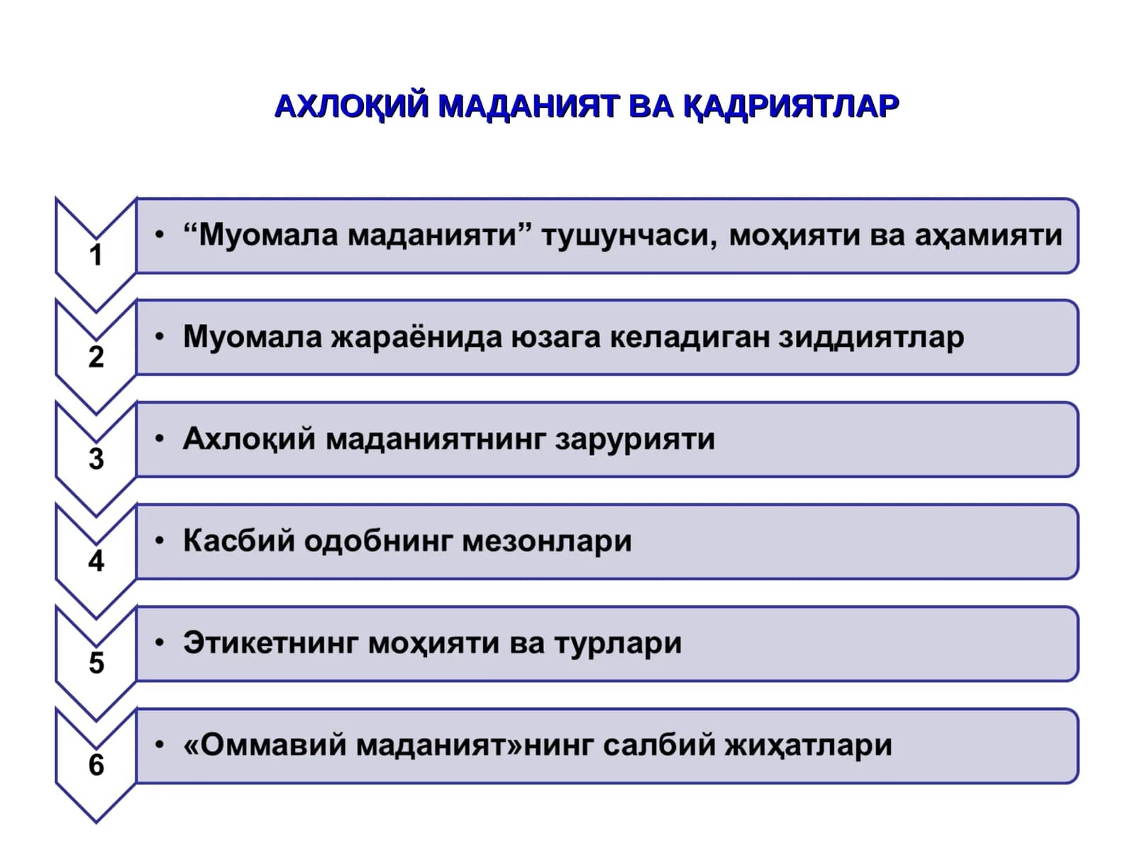 АХЛОҚИЙ МАДАНИЯТ ВА ҚАДРИЯТЛАР