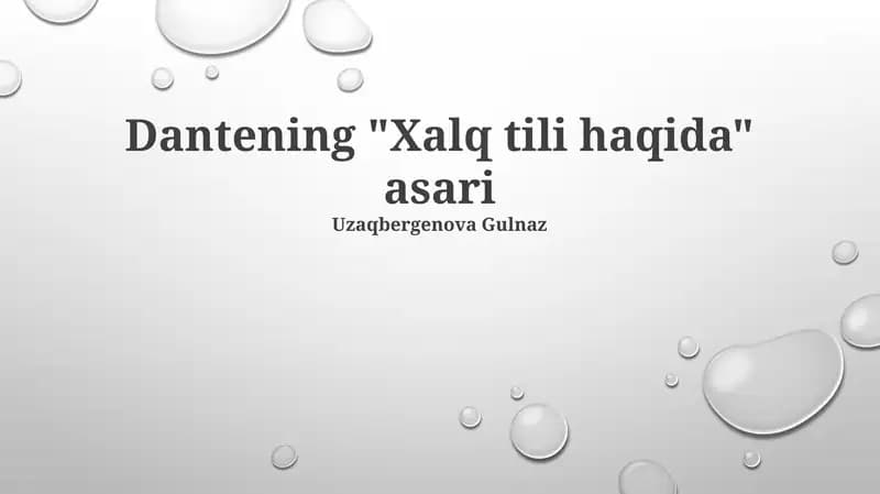 Dantening "Xalq tili haqida" asari